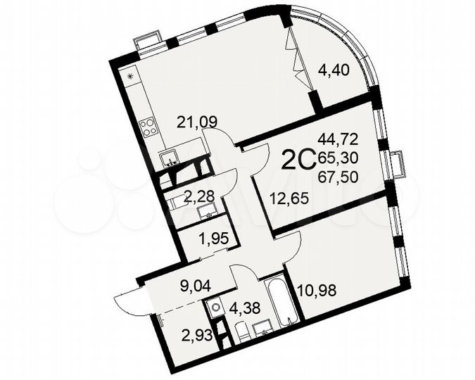 3-к. квартира, 67,5 м², 2/16 эт.