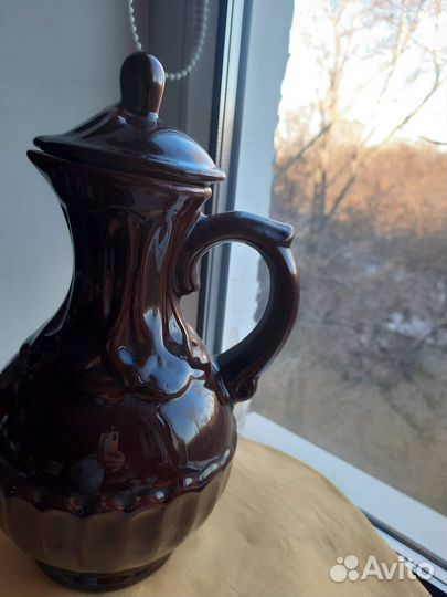 Кувшин глиняный с крышкой винтажный СССР