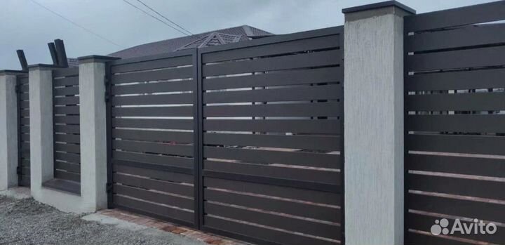 Распашные ворота m произв. Alutech установка