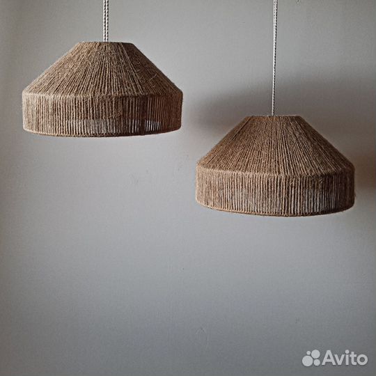 Абажур джутовый, люстра из джута плетёная