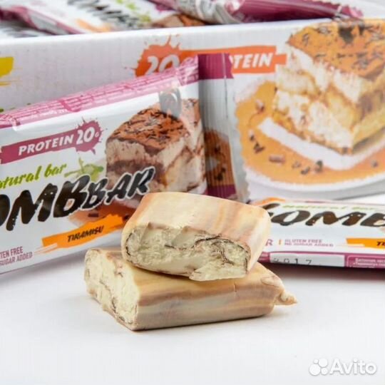 Протеиновый батончик Bombbar, тирамису, 60 г, 20 ш