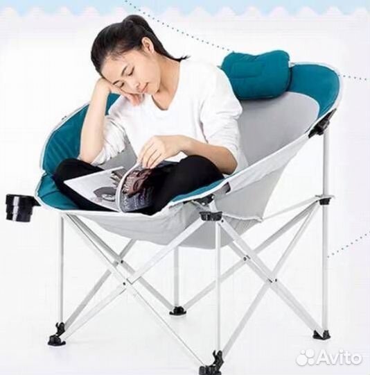 Кресло складное большое кемпинговое синее