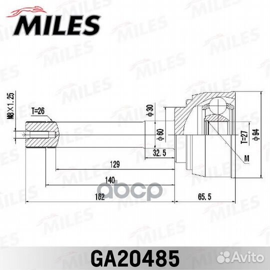 Шрус toyota hiace/hilux/4runner 2.8 89- нар. ga