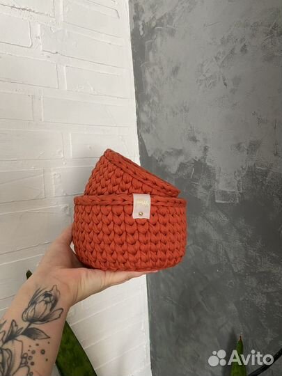 Корзинка интерьерная из трикотажной пряжи