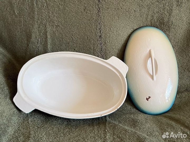 Чугунная, эмалированная гусятница,утятница,ссср,4л