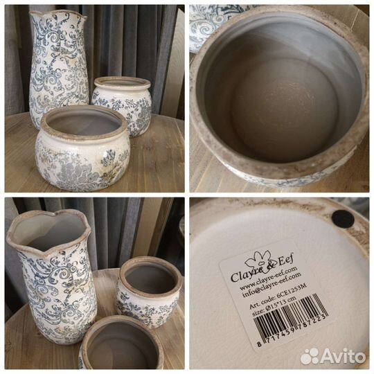 Ваза горшок цветочный вазон Clayre&Eef(Нидерланды)