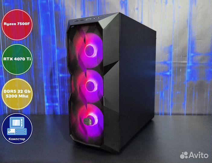 Собранный компьютер AMD7500F-RTX4070Ti-32DDR5-YWK7398