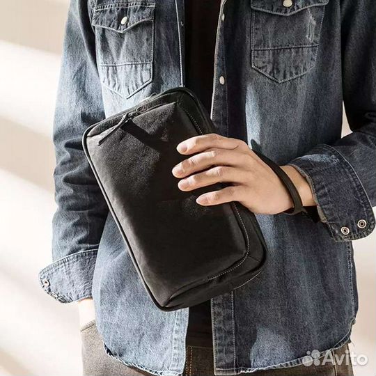 Мужская кожаная сумка через плечо новая