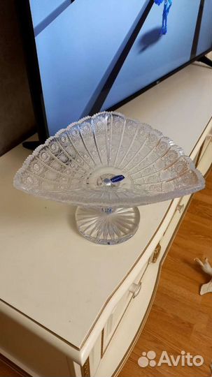 Ваза для фруктов на ножке хрусталь