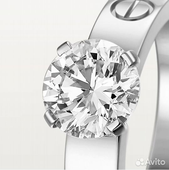 Кольцо Сartier love solitaire из белого золота с б