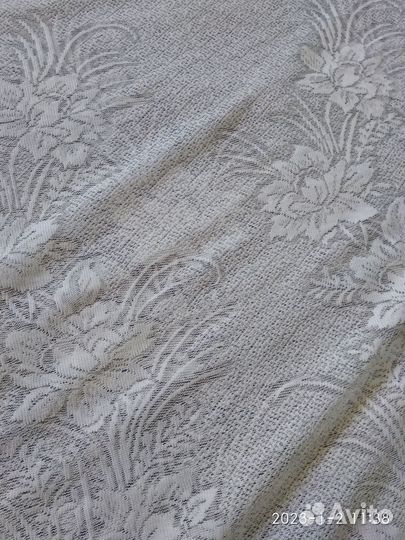 Тюль белый с фестонным краем