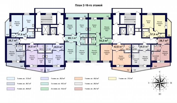 Квартира-студия, 28,7 м², 15/16 эт.