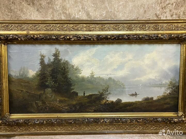 Антикварная картина холст масло. Пейзаж