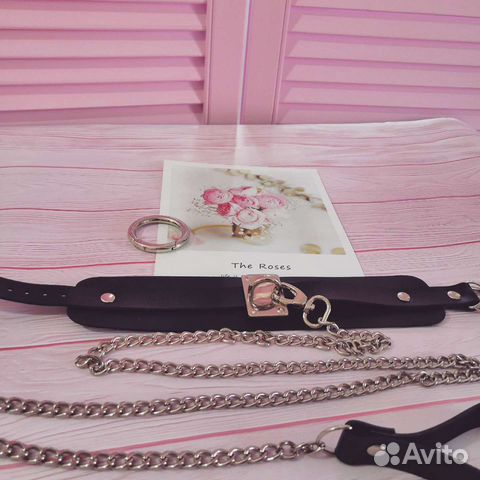 Ошейник с поводком из натуральной кожи