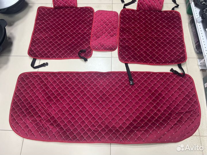 Комплект накидок велюр Premium красный