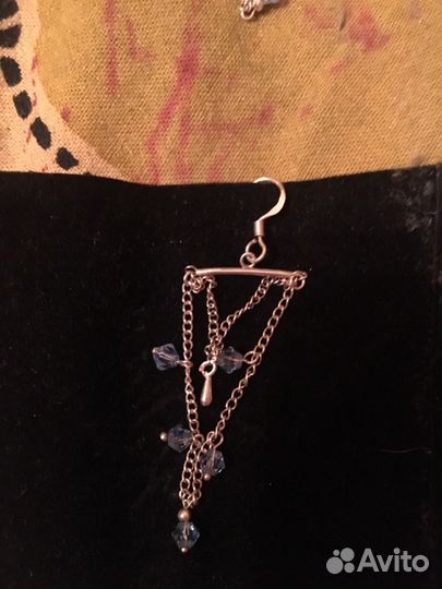 Серьги и кольцо серебро позолоти с природными руби