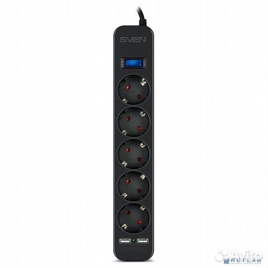 Sven Фильтр SF-05LU 5.0 м (5 евро розеток,2*USB(2