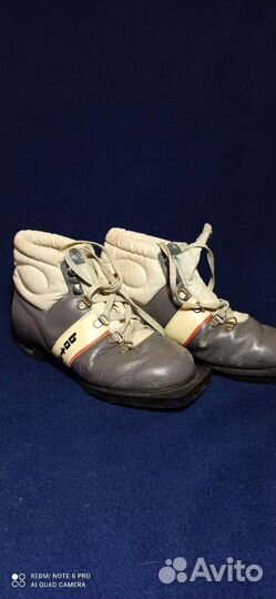 Лыжные ботинки Чехия, винтаж 70-80 гг., кожаные