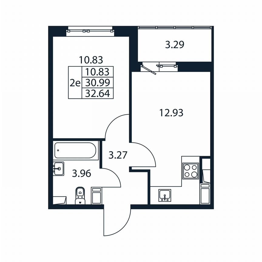 1-к. квартира, 34,3 м², 12/12 эт.