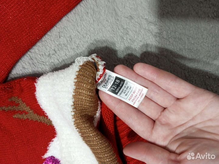 Свитер с новогодним принтом,12-18 месяцев