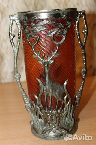 Ваза цветное стекло СССР Олень