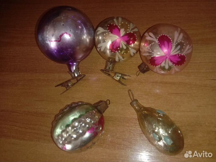 Елочные стеклянные игрушки СССР и коробки для конф