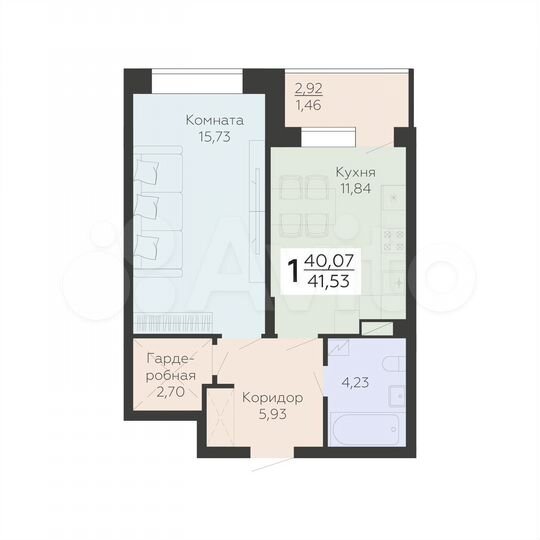 1-к. квартира, 41,5 м², 2/24 эт.