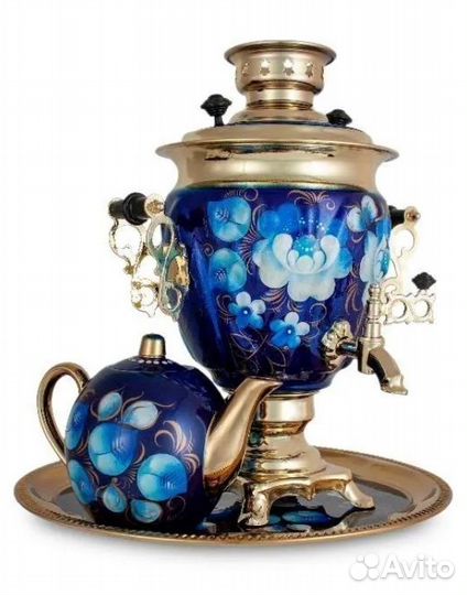 Электрический самовар в наборе с росписью, 3 л