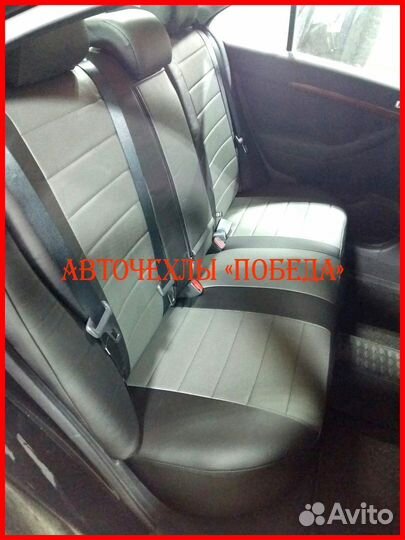 Чехлы Toyota Avensis 2 из экокожи чёрно-серые