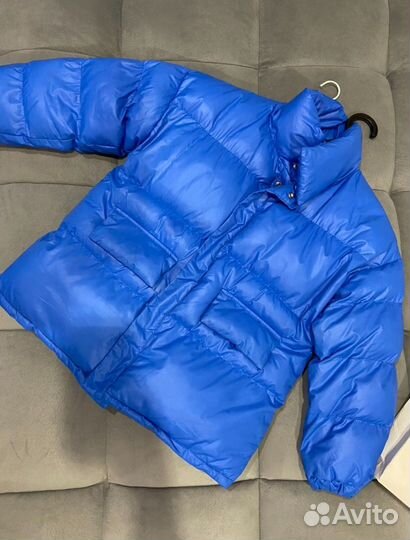 Пуховик синий дутый