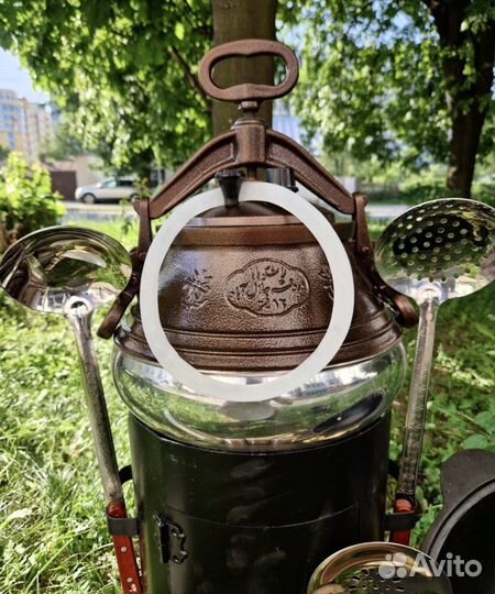 Казан чугунный с печкой + шумовка