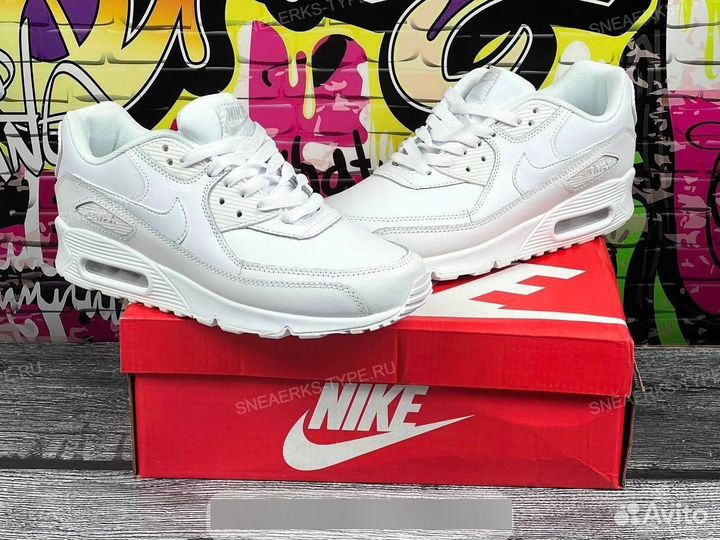 Кроссовки Nike Air Max 90 Leather White (36-45)