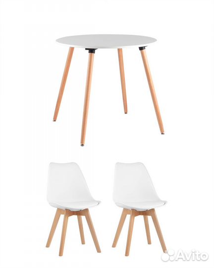 Обеденная группа стол Oslo Round WT, 2 стула frank