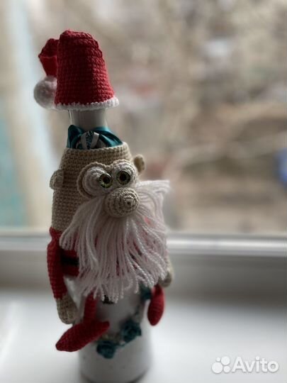 Новогодний чехол на бутылку Дед Мороз