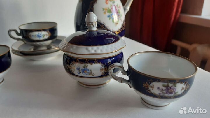 Кофейный сервиз Volkstedt Pastorale Echt Kobalt