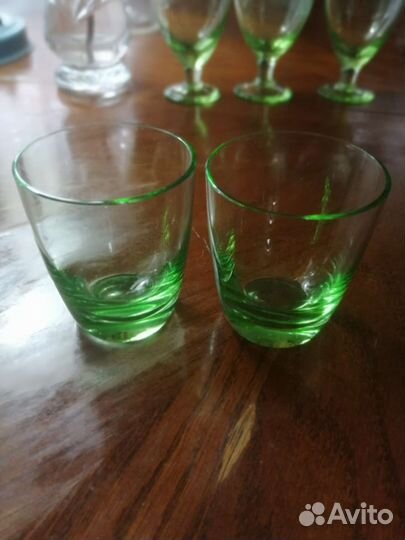 Ваза поднос рюмка урановое стекло СССР