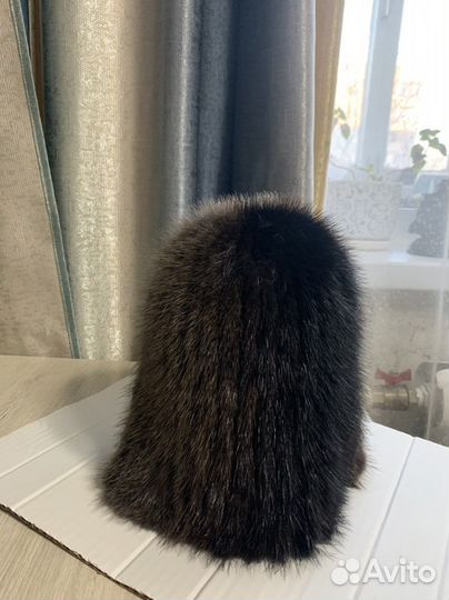 Шапка норковая вязаная