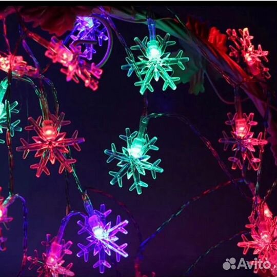 Гирлянда Снежинки 5метров