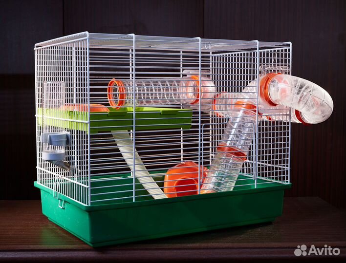 Двухэтажная клетка с трубами для хомяка хомяков