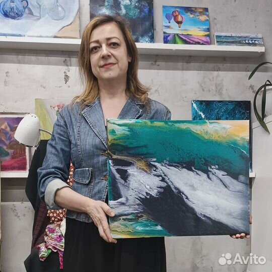 Картина Техника Жидкий акрил. Море спокойствия