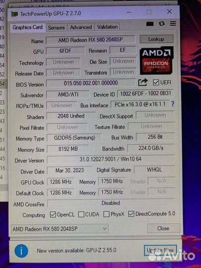 Видеокарта rx580 8gb sapphire