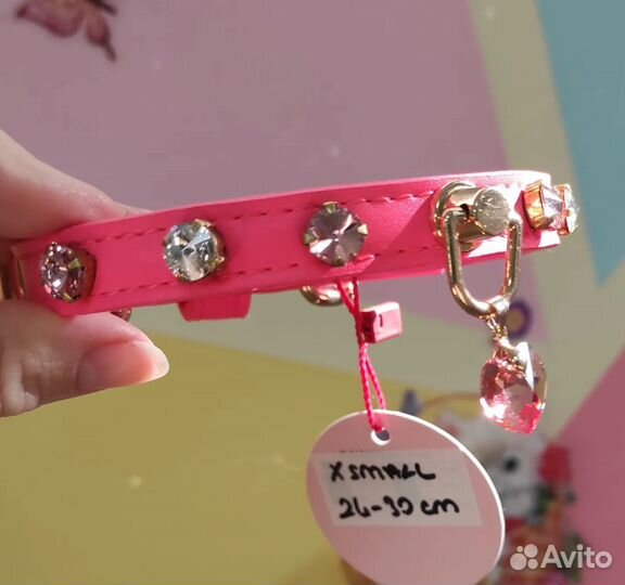 Ошейник для собак ручной работы Swarowski из кожи