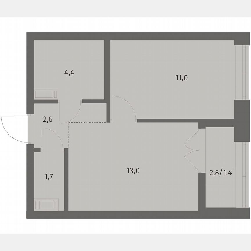 1-к. квартира, 34,2 м², 3/12 эт.