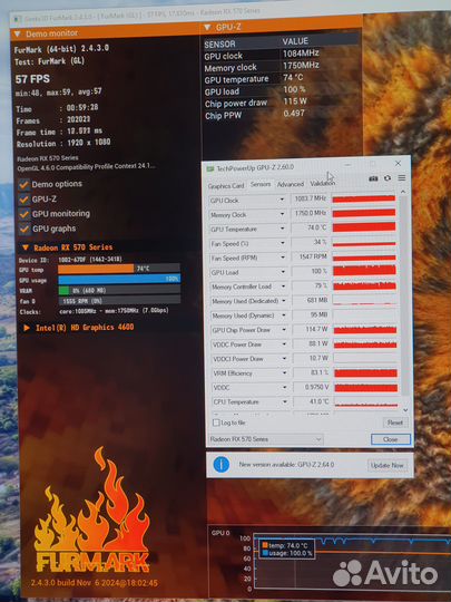 Видеокарта rx570 8gb Msi Armor