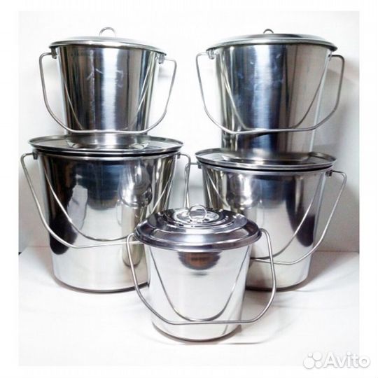 Ведро из нержавеющей стали 12 л с крышкой