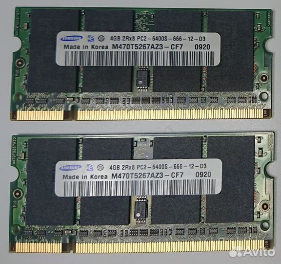 Реликт для ноутбука DDR2 Samsung по 4Gb PC2-6400S