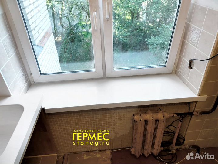 Подоконник Столешница с мойкой из камня Hi-Macs m2