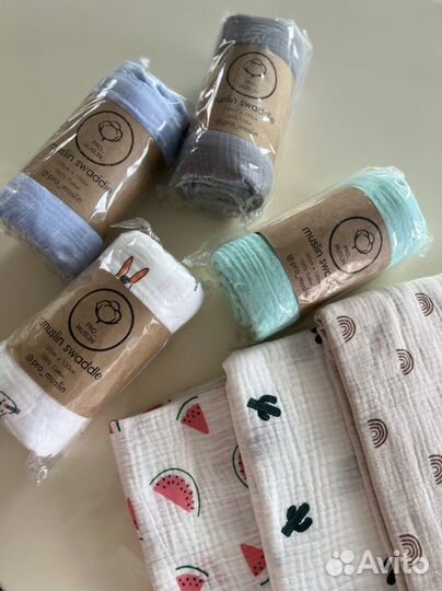 Муслиновые пеленки, бантики, платочки