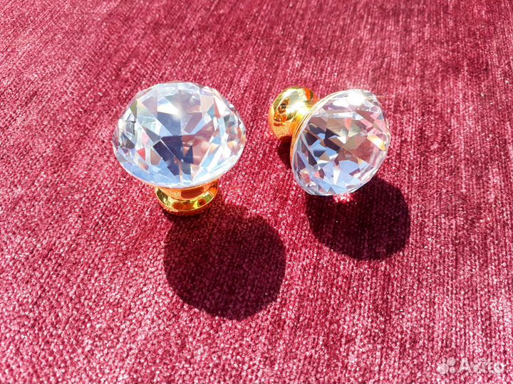 Комплект золотых стеклянных ручек для кухни 16 шт