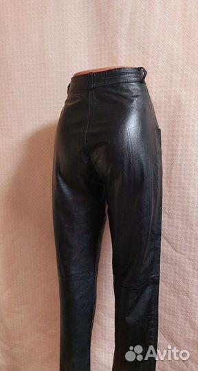 Брюки из натуральной кожи чёрные 44-46